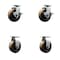 Service Caster 4'' High Temp Phenolic Caster Set with Bronze Bearings 2 Brakes 2 Rigid, 4PK SCC-20S420-PHBZHT-TLB-2-R-2 - alternate 1